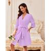 imageEkouaer Waffle Robes for Women Lightweight Knit V Neck 34 Sleeve Kimono Bathrobe with Pockets Soft Sexy Spa Loungewear SXXLDark Purple