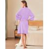 imageEkouaer Waffle Robes for Women Lightweight Knit V Neck 34 Sleeve Kimono Bathrobe with Pockets Soft Sexy Spa Loungewear SXXLDark Purple