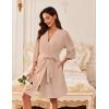 imageEkouaer Waffle Robes for Women Lightweight Knit V Neck 34 Sleeve Kimono Bathrobe with Pockets Soft Sexy Spa Loungewear SXXLKhaki