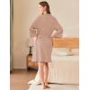 imageEkouaer Waffle Robes for Women Lightweight Knit V Neck 34 Sleeve Kimono Bathrobe with Pockets Soft Sexy Spa Loungewear SXXLKhaki