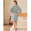 imageEkouaer Waffle Robes for Women Lightweight Knit V Neck 34 Sleeve Kimono Bathrobe with Pockets Soft Sexy Spa Loungewear SXXLLight Grey