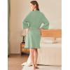 imageEkouaer Waffle Robes for Women Lightweight Knit V Neck 34 Sleeve Kimono Bathrobe with Pockets Soft Sexy Spa Loungewear SXXLMint Green