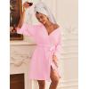 imageEkouaer Waffle Robes for Women Lightweight Knit V Neck 34 Sleeve Kimono Bathrobe with Pockets Soft Sexy Spa Loungewear SXXLMisty Rose