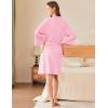 imageEkouaer Waffle Robes for Women Lightweight Knit V Neck 34 Sleeve Kimono Bathrobe with Pockets Soft Sexy Spa Loungewear SXXLMisty Rose