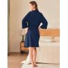 imageEkouaer Waffle Robes for Women Lightweight Knit V Neck 34 Sleeve Kimono Bathrobe with Pockets Soft Sexy Spa Loungewear SXXLNavy Blue