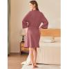 imageEkouaer Waffle Robes for Women Lightweight Knit V Neck 34 Sleeve Kimono Bathrobe with Pockets Soft Sexy Spa Loungewear SXXLPurplish Red