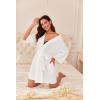 imageEkouaer Waffle Robes for Women Lightweight Knit V Neck 34 Sleeve Kimono Bathrobe with Pockets Soft Sexy Spa Loungewear SXXLWhite