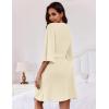 imageEkouaer Women Waffle Robes 34 Sleeve Ruffle Knit Bathrobe Soft Lightweight Knee Length Robe Loungewear SXXLApricot