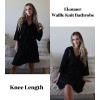imageEkouaer Women Waffle Robes 34 Sleeve Ruffle Knit Bathrobe Soft Lightweight Knee Length Robe Loungewear SXXLBlack