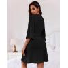 imageEkouaer Women Waffle Robes 34 Sleeve Ruffle Knit Bathrobe Soft Lightweight Knee Length Robe Loungewear SXXLBlack