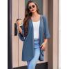 imageEkouaer Women Waffle Robes 34 Sleeve Ruffle Knit Bathrobe Soft Lightweight Knee Length Robe Loungewear SXXLBlue