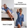 imageEkouaer Women Waffle Robes 34 Sleeve Ruffle Knit Bathrobe Soft Lightweight Knee Length Robe Loungewear SXXLBlue