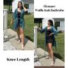 imageEkouaer Women Waffle Robes 34 Sleeve Ruffle Knit Bathrobe Soft Lightweight Knee Length Robe Loungewear SXXLBlue Green