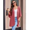 imageEkouaer Women Waffle Robes 34 Sleeve Ruffle Knit Bathrobe Soft Lightweight Knee Length Robe Loungewear SXXLGray Purple