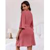 imageEkouaer Women Waffle Robes 34 Sleeve Ruffle Knit Bathrobe Soft Lightweight Knee Length Robe Loungewear SXXLGray Purple