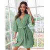 imageEkouaer Women Waffle Robes 34 Sleeve Ruffle Knit Bathrobe Soft Lightweight Knee Length Robe Loungewear SXXLGreen