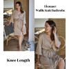 imageEkouaer Women Waffle Robes 34 Sleeve Ruffle Knit Bathrobe Soft Lightweight Knee Length Robe Loungewear SXXLKhaki