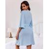imageEkouaer Women Waffle Robes 34 Sleeve Ruffle Knit Bathrobe Soft Lightweight Knee Length Robe Loungewear SXXLLight Blue