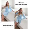 imageEkouaer Women Waffle Robes 34 Sleeve Ruffle Knit Bathrobe Soft Lightweight Knee Length Robe Loungewear SXXLLight Blue