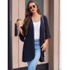 imageEkouaer Women Waffle Robes 34 Sleeve Ruffle Knit Bathrobe Soft Lightweight Knee Length Robe Loungewear SXXLNavy Blue