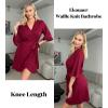 imageEkouaer Women Waffle Robes 34 Sleeve Ruffle Knit Bathrobe Soft Lightweight Knee Length Robe Loungewear SXXLWine Red
