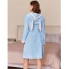 imageEkouaer Womens Robes Knee Length Hooded Bathrobe Cute House Coats with Pockets SXXLLight Blue