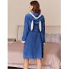 imageEkouaer Womens Robes Knee Length Hooded Bathrobe Cute House Coats with Pockets SXXLNavy Blue