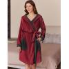 imageEkouaer Womens Robes Knee Length Hooded Bathrobe Cute House Coats with Pockets SXXLWine Red