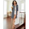 imageEkouaer Womens Zipper Robe 34 Sleeve Ribbed Knit Short Housecoat Lightweight Knee Length Bathrobe with Pockets S3XLDark Gray
