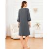 imageEkouaer Womens Zipper Robe 34 Sleeve Ribbed Knit Short Housecoat Lightweight Knee Length Bathrobe with Pockets S3XLDark Gray