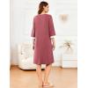 imageEkouaer Womens Zipper Robe 34 Sleeve Ribbed Knit Short Housecoat Lightweight Knee Length Bathrobe with Pockets S3XLGray Purple