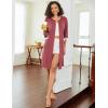 imageEkouaer Womens Zipper Robe 34 Sleeve Ribbed Knit Short Housecoat Lightweight Knee Length Bathrobe with Pockets S3XLGray Purple