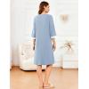 imageEkouaer Womens Zipper Robe 34 Sleeve Ribbed Knit Short Housecoat Lightweight Knee Length Bathrobe with Pockets S3XLLight Blue