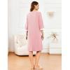 imageEkouaer Womens Zipper Robe 34 Sleeve Ribbed Knit Short Housecoat Lightweight Knee Length Bathrobe with Pockets S3XLLight Pink