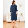 imageEkouaer Womens Zipper Robe 34 Sleeve Ribbed Knit Short Housecoat Lightweight Knee Length Bathrobe with Pockets S3XLNavy Blue