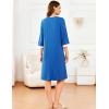 imageEkouaer Womens Zipper Robe 34 Sleeve Ribbed Knit Short Housecoat Lightweight Knee Length Bathrobe with Pockets S3XLRoyal Blue