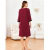 imageEkouaer Womens Zipper Robe 34 Sleeve Ribbed Knit Short Housecoat Lightweight Knee Length Bathrobe with Pockets S3XLWine Red