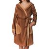imageEkouaer Womens Robes Knee Length Hooded Bathrobe Cute House Coats with Pockets SXXLBrown