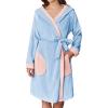 imageEkouaer Womens Robes Knee Length Hooded Bathrobe Cute House Coats with Pockets SXXLLight Blue