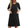 imageEkouaer Womens Zipper Robe 34 Sleeve Ribbed Knit Short Housecoat Lightweight Knee Length Bathrobe with Pockets S3XLBlack