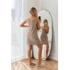 imageEkouaer Robe Sets for Women Sleepwear Rib Knit Bodycon Nightgown with Robes Set 2 Piece Soft Lightweight LoungewearKhaki