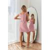 imageEkouaer Robe Sets for Women Sleepwear Rib Knit Bodycon Nightgown with Robes Set 2 Piece Soft Lightweight LoungewearMisty Rose