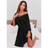 imageEkouaer Short Robes for Women Lightweight Kimono Robes Knit Bathrobe Soft Sleepwear with Pockets SXXLBlack