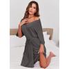 imageEkouaer Short Robes for Women Lightweight Kimono Robes Knit Bathrobe Soft Sleepwear with Pockets SXXLDrak Grey