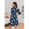 imageEkouaer Short Robes for Women Lightweight Kimono Robes Knit Bathrobe Soft Sleepwear with Pockets SXXLFloral Navy