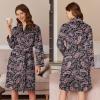 imageEkouaer Women Robe Short Velour Bathrobe Knee Length Warm Plush Robe Long Sleeve Lounge RobeBlack Paisley