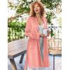 imageEkouaer Women Robe Short Velour Bathrobe Knee Length Warm Plush Robe Long Sleeve Lounge RobeCoral