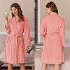 imageEkouaer Women Robe Short Velour Bathrobe Knee Length Warm Plush Robe Long Sleeve Lounge RobeCoral