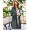 imageEkouaer Women Robe Short Velour Bathrobe Knee Length Warm Plush Robe Long Sleeve Lounge RobeDark Grey Green