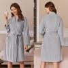 imageEkouaer Women Robe Short Velour Bathrobe Knee Length Warm Plush Robe Long Sleeve Lounge RobeLight Grey